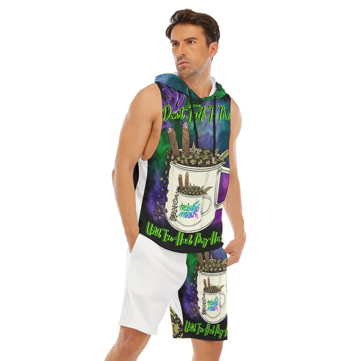 All-Over Print Men's Sleeveless Vest And Shorts Set