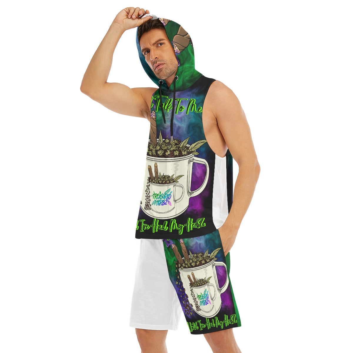 All-Over Print Men's Sleeveless Vest And Shorts Set